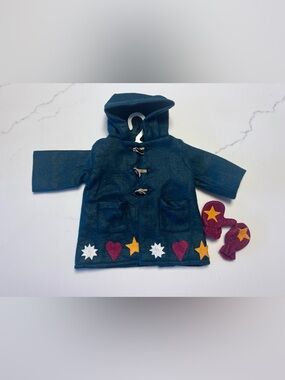 18” Doll Clothes For American Girl Doll - Green Winter Coat & Mittens W Stars